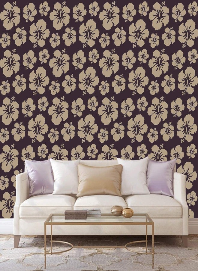 DECORNOW Twin Hibiscus Design Reusable DIY Wall Stencil Painting, Suitable for Home Decoration, Wall Decoration Size : (16 inch x 24 inch) - Image 2